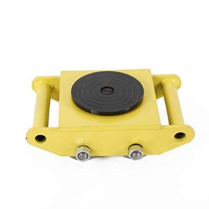 heavy duty machine dolly skate machinery roller mover cargo trolley 6 ton 13200lb, w/steel rollers cap 360 degree rotation (yellow)