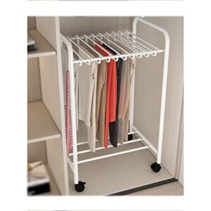 multifunctional adjustable trousers rack, trousers rack rolling trolley, for hanging clothes multifunctional jeans scarf skirts storage holder, drying rack (color : white, size : 52x39x87cm)