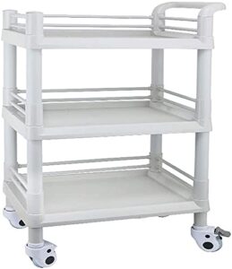 3 tier beauty salon rolling trolley, movable mute universal wheel hair styling salon spa tattoo cart, durable abs medical tool