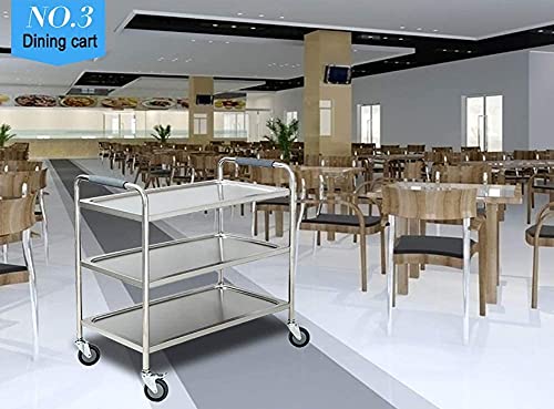 3 Tier Medical Equipment Cart with Brake Universal Wheel, Hotel Dining Cart, Beauty Salon SPA Rolling Trolley, 90cm Hieght