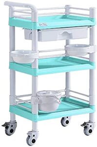 cart trolley, lab clinic serving cart trolley trolley on wheels portable medical utility cart with drawers & dirt bucket, 3 tier beauty salon equipment rolling trolley on wheel, 220-330lbs load capaci