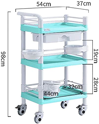 Cart Trolley, Lab Clinic Serving Cart Trolley Trolley On Wheels Portable Medical Utility Cart with Drawers & Dirt Bucket, 3 Tier Beauty Salon Equipment Rolling Trolley On Wheel, 220-330lbs Load Capaci