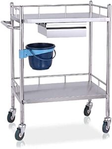 medical cart kitchen trolley cart island rolling serving carts 430 stainless steel medical stroller shelf with single drawer and rubber wheel,welding overall (size : xs-(50x40x86cm))