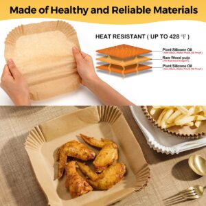 Air Fryer Disposable Paper Liners - 125Pcs 8In Square Parchment Paper Non-Stick Airfryer Basket Liners for Steamer Microwave Oven