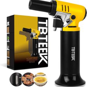 TBTEEK Butane Torch with Fuel Gauge, One-hand Operation Kitchen Torch Lighter with Adjustable Flame for BBQ, Baking, Brulee Creme, Crafts and Soldering(Butane Gas Not Included)