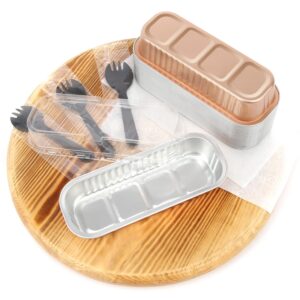 LNYZQUS Disposable Mini Cake Pans With Lids 50 Pack, 6.8oz Rectangle Baking Cups Muffin Tins, Aluminum Foil Tins Loaf Holders For Brownie Bread -Champagne