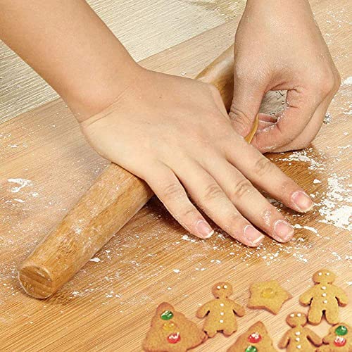 HONGLIDA Classic French Rolling Pins Bamboo Wooden Rolling Pin for Baking Pizza Dough Pie Cookie, 13-Inch