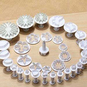 Zuoyou 33 Piece Fondant Cake Cookie Plunger Cutter Sugarcraft Flower Leaf Butterfly Heart Shape Decorating Mold DIY Tools