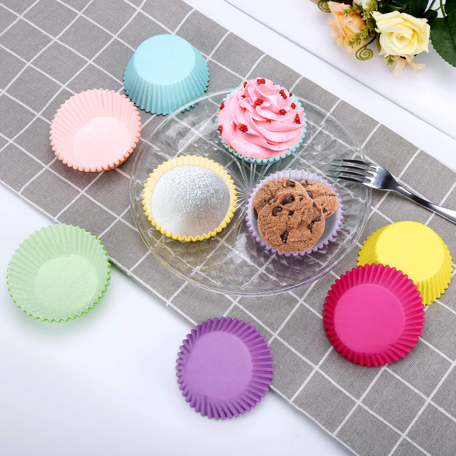 600 pcs Cupcake liners Rainbow Standard Paper Baking Cups Cupcake Liners Muffin Baking Cupcake Mold to Use for Pans