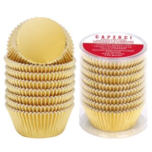 caperci standard cupcake liners gold foil muffin baking cups 150-pack - premium greaseproof & sturdy cupcake papers
