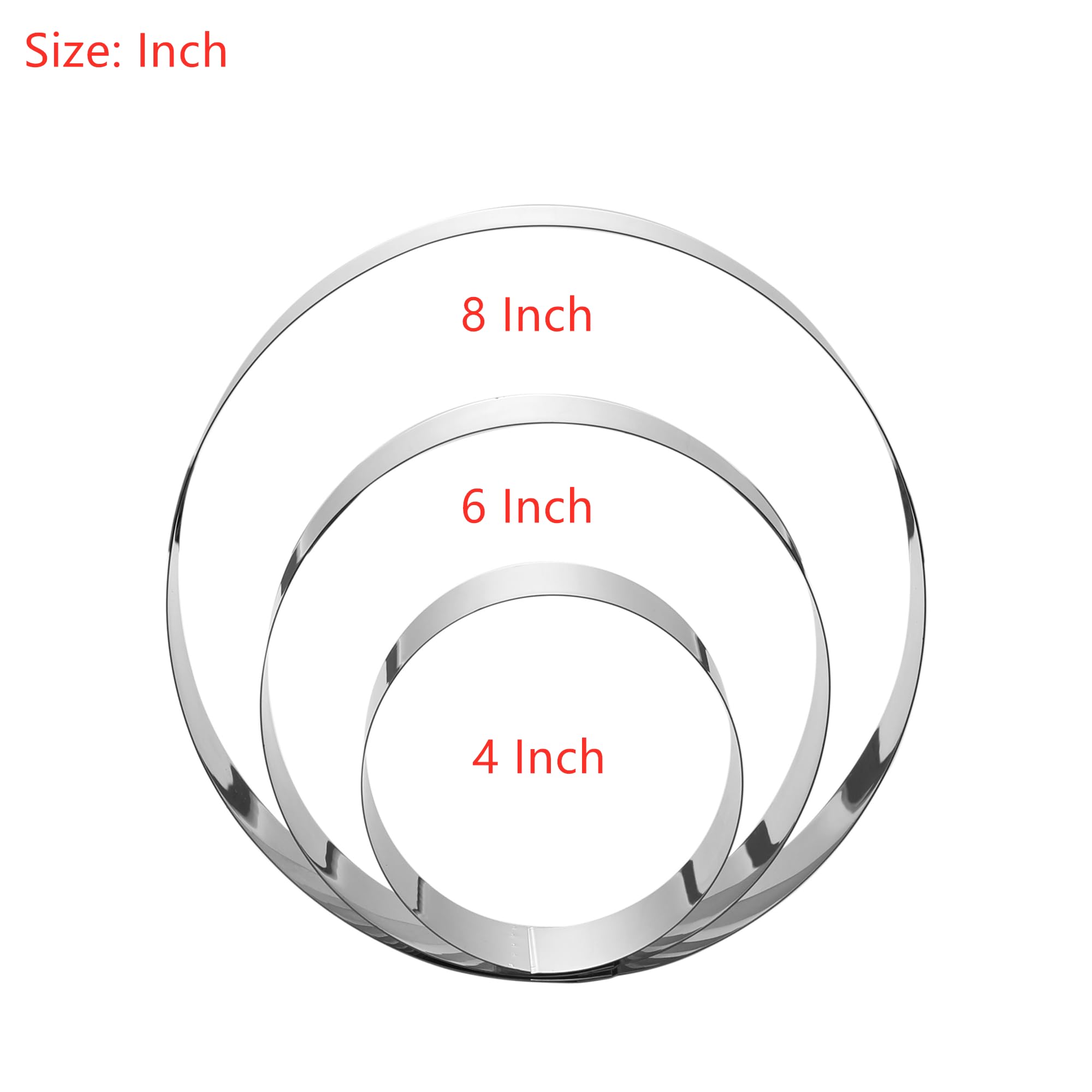 Large Round Cake Ring Set-4/6/8 Inch Biscuit Cutter Stainless Steel Circle Pancake Mold English Muffin Ring