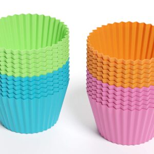 Bakerpan Silicone Mini Cupcake Holders, Mini Cupcake Liners, Pastry & Dessert Cups, 24 Pack (Multi)