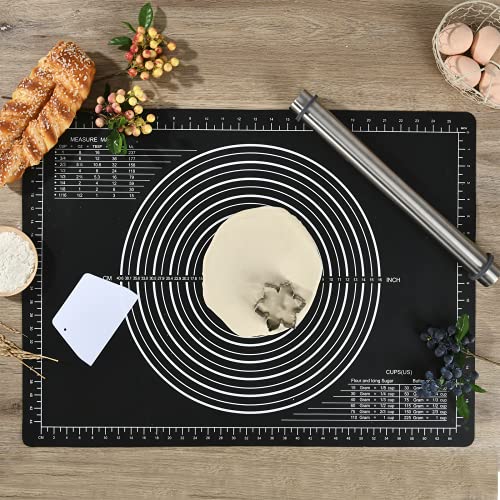 Non-slip Silicone Pastry Mat Extra Large 28''By 20'' for Non Stick Baking Mats, Table/Countertop Placemats, Dough Rolling Mat, Kneading/Fondant/Pie Crust Mat By SUPER KITCHEN