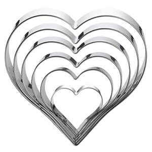 heart cookie cutter set-6 pieces in gratuated size-stainless steel