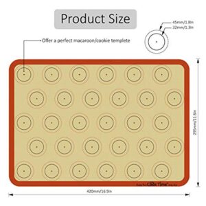 Macaron Silicone Baking Mat - Set of 2 Non Stick Silicon Macaroon Baking Sheet Cookie Liner(BPA Free/Reusable/Half Sheet),Perfect Cooking Kit for Macarons,Pastry,Cake and Bread Making (Red)
