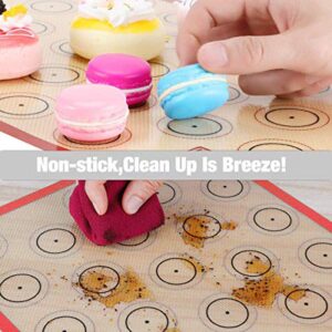 Macaron Silicone Baking Mat - Set of 2 Non Stick Silicon Macaroon Baking Sheet Cookie Liner(BPA Free/Reusable/Half Sheet),Perfect Cooking Kit for Macarons,Pastry,Cake and Bread Making (Red)