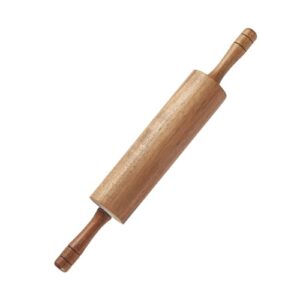 kiteiscat acacia wooden rolling pin for baking- durable, non-stick dough roller with handles- 17 inches long for pizza, fondant, crust, cookie & more- classic pastry