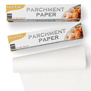 smartake parchment paper, 2 rolls 15 in x 164 ft (410 sq. ft) non-stick baking parchment roll, baking pan liner for kitchen, air fryer, steamer, cooking bread, cookies and more, white