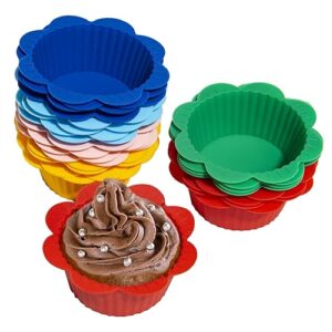 anxbbo 24 pcs silicone muffin liners with tabs, reusable cupcake liners for steel muffin pan, non-stick baking cups