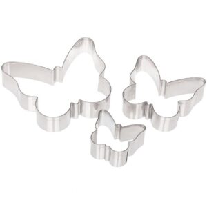 ateco plain edge butterfly cutter set in assorted sizes, stainless steel, 3 pc set