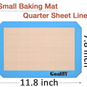 Goalfly Small Silicone Baking Mat Sheet (11.8 x 7.8 IN), 3 Pieces Non-stick Baking Mat Set, Reusable Silicone Mat for Oven, Toaster, Baking Tray, Baking Pan (Red, Blue, Grey)