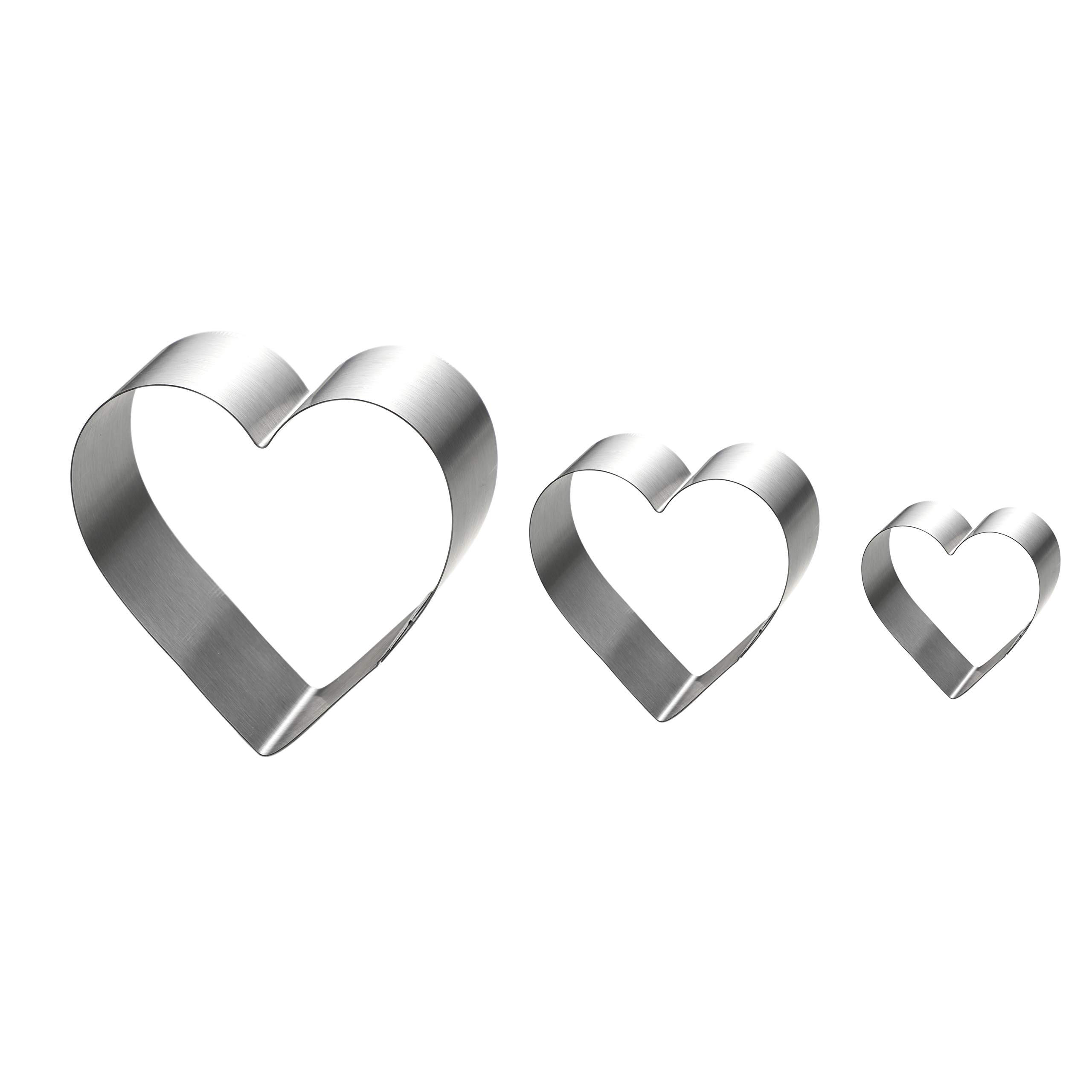 Heart Cake Mold Ring Set-4/6/8 Inch Large Heart Cookie Cutter Pancake Mold Stainless Steel