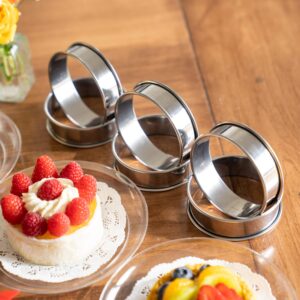 Oleex English Muffin Ring Set! 6 Muffin Rings with Dough Scraper! Multipurpose Stainless Steel Ring Set. Circle Egg Ring, Cooking Rings, Pancake, Crumpet Rings, Brioche Molds, Tart Ring.