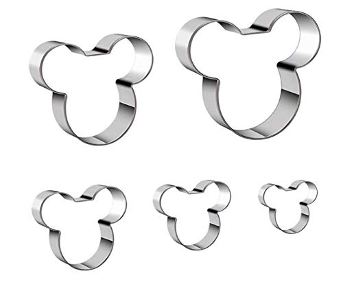 5 Pcs Mickey Mouse Cookie Cutter Set, Stainless Steel Sandwiches Cutter Shapes Biscuit Mold Cookie Cutter for Kids, Sturdy Cutters for Cookies, Pie Sandwiches, Biscuits for Christmas