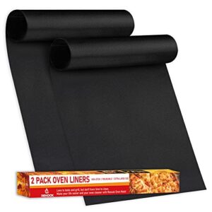 renook oven liners for bottom of oven, 2 pack non-stick heavy duty oven mat set, 15.75"x 23" bpa and pfoa free oven floor protector liner, kitchen friendly cooking accessory