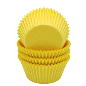 mombake premium yellow greaseproof cupcake liners muffin paper baking cups standard size, 100-count