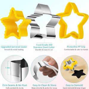 20Pcs Sandwich Cutter and Sealer Set for Kids, Decruster Maker Holiday Heart Cookie Cutters Fruit Vegetable Shapes Boys & Girls Bento Lunch Box with Mickey Mouse Dinosaur Star, etc