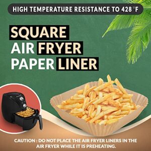 Suhsai Square Air Fryer Liners, 100 pcs reusable Parchment Paper Liners for Airfryer, Microwave Oven, 6.3-Inch baking sheet, Oil-Proof, greaseproof, Disposable Baking Paper, airfryer paper liners