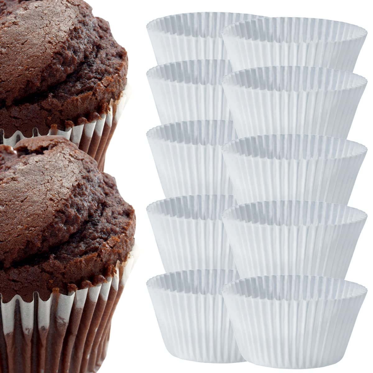 Cakesuppyshop Celebrations 100 White Large Jumbo Texas Muffin/Cupcake Cups White flutted Cupcake Liners Baking Cups