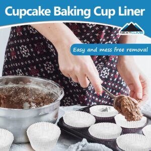 Muffin Liners for Baking - 100pcs White EXTRA LARGE SIZE Cupcake Liners Baking Supplies, Thick Jumbo Parchment Paper Sheets Cute Cups, Greaseproof Pan Liner Wrappers Kitchen Accessories