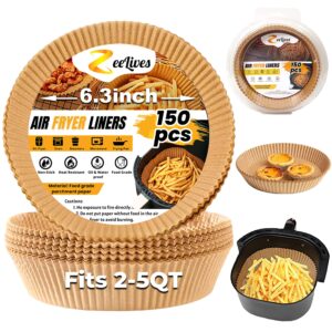 ninja air fryer liners disposable 6.3 inch (fits 2-5 qt) – 150 pcs air fryer disposable paper liner, airfryer paper liners for air fryer basket water-proof & oil-proof for frying & cooking
