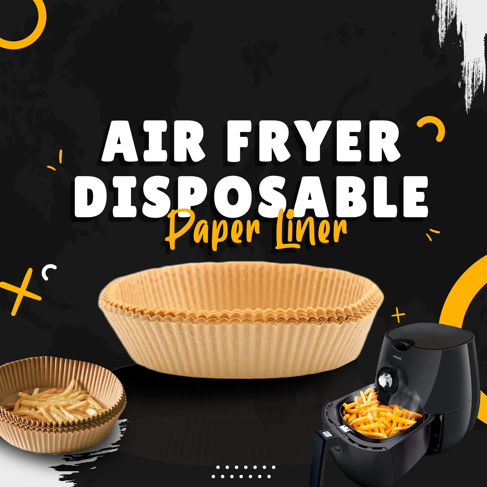 Air Fryer Liners 6.5 inch | Non-stick Disposable Liners | Baking Paper for Air Fryer Water & Oil proof Food Grade Parchment for Baking Roasting Microwave (51 PACK)