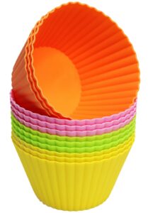pharamat extra large silicone cupcake baking cups 12 pack, 3.54 inch non stick cupcake and muffin liners, reusable jumbo silicone baking cups easy to clean, perfect for cupcake, muffin, mousse