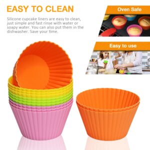 Pharamat Extra Large Silicone Cupcake Baking Cups 12 Pack, 3.54 Inch Non Stick Cupcake and Muffin Liners, Reusable Jumbo Silicone Baking Cups Easy to Clean, Perfect for Cupcake, Muffin, Mousse