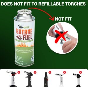 Jo Chef Butane Fuel Canister, 8. 8 oz Butane Cylinder, Use Directly with Brûlée Kitchen Blow Torch Head