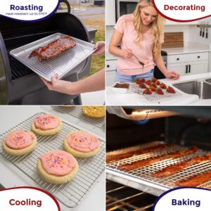 KITCHENATICS Half Sheet Cooling Rack for Cooking & Baking, Stainless Steel Baking Rack & Wire Rack, Bacon Grill Rack for Oven, Heavy-Duty Wire Cookie Cooling Rack fits Half Sheet Pan, 11.8" x 16.9" IN