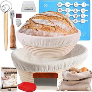 Most Complete Banneton Bread Proofing Basket Set of 2 - Round & Oval Rattan Proofing Baskets, Dough Scraper, Recipe Book - Sourdough Bread Baking Supplies - Perfect Bread Making Tools and Supplies