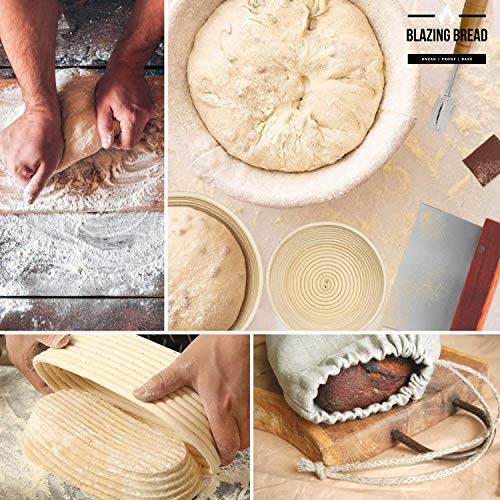 Most Complete Banneton Bread Proofing Basket Set of 2 - Round & Oval Rattan Proofing Baskets, Dough Scraper, Recipe Book - Sourdough Bread Baking Supplies - Perfect Bread Making Tools and Supplies