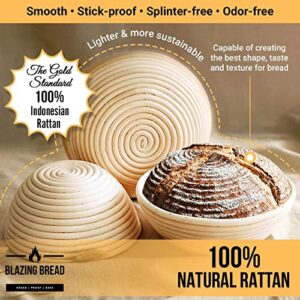 Most Complete Banneton Bread Proofing Basket Set of 2 - Round & Oval Rattan Proofing Baskets, Dough Scraper, Recipe Book - Sourdough Bread Baking Supplies - Perfect Bread Making Tools and Supplies