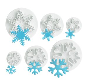 ilauke 6pcs snowflake cookie cutters decorating fondant embossing tool christmas cookie cutters snowflake plunger cake cutter