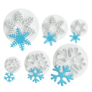 ilauke 6PCS Snowflake Cookie Cutters Decorating Fondant Embossing Tool Christmas Cookie Cutters Snowflake Plunger Cake Cutter