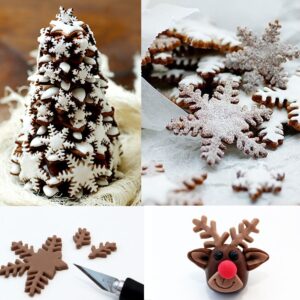 ilauke 6PCS Snowflake Cookie Cutters Decorating Fondant Embossing Tool Christmas Cookie Cutters Snowflake Plunger Cake Cutter