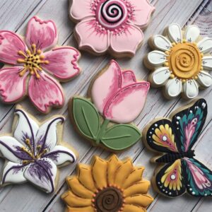 LILIAO Flowers Cookie Cutter Set - 7 Piece - Lily, Daisy, Sunflower, Cherry Blossoms, Tulip, Kapok Flowers and Butterfly Biscuit Fondant Cutters - Stainless Steel