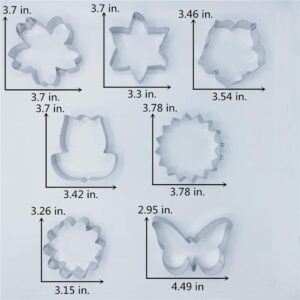 LILIAO Flowers Cookie Cutter Set - 7 Piece - Lily, Daisy, Sunflower, Cherry Blossoms, Tulip, Kapok Flowers and Butterfly Biscuit Fondant Cutters - Stainless Steel
