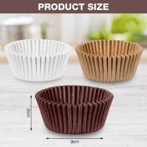 1000 Count Cupcake Liners for Baking Liners Paper Cupcake Wrappers Bulk Cup Cake Cases Muffin Baking Paper Cups for Candy Cooking (Brown White Nature,1.18 x 0.79 Inch-Mini Size)