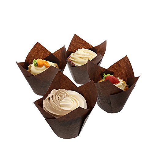 Royal Brown Tulip Style Baking Cups, Large, Sleeve of 200